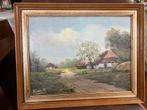 Oud schilderij boerderij met bloeiende boom A. Heeswijk, Ophalen of Verzenden