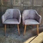 Chesterfield eetkamerstoelen grijs vintage leer , kuipje, Huis en Inrichting, Ophalen, Gebruikt, Chesterfield, Leer