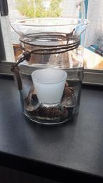 Nw 2 glazen pot 1 voor waxinelicht 1 met kl vaasje(prijs=all, Ophalen of Verzenden