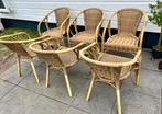 6 nette terras stoelen Kurhaus look/Rotan kunststof, Verzenden, Zo goed als nieuw, Kunststof, Stapelbaar