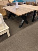 Houten Eettafel met Metalen Onderstel 180 bij 100, Ophalen, 150 tot 200 cm, Eikenhout, Nieuw