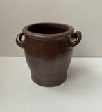 Antieke donkerbruine grespot, Tuin en Terras, Ophalen, Overige materialen, Gebruikt, Rond