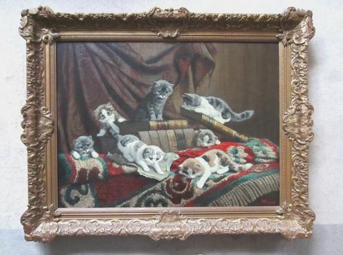 doek 60 x 80 cm===CORNELIS RAAPHORST 1875-1954===poesjes, Antiek en Kunst, Kunst | Schilderijen | Klassiek, Ophalen