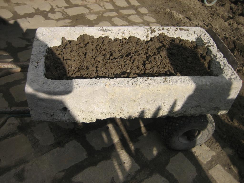 mooie oude franse hardstenen bloembak,plantenbak, Ophalen, Gebruikt