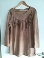 Tuniek, jurkje, beige, franjes, mt M, Kleding | Dames, Blouses en Tunieken, Ophalen of Verzenden, Zo goed als nieuw, Maat 38/40 (M)
