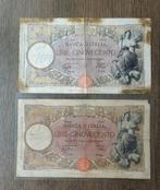 Italië 2 bankbiljetten 500 lire 1940 en 1941, Ophalen of Verzenden, Italië