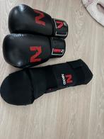 Boxhandschoenen inclusief scheenbeschermers, Sport en Fitness, Vechtsporten en Zelfverdediging, Maat S, Ophalen of Verzenden, Gebruikt