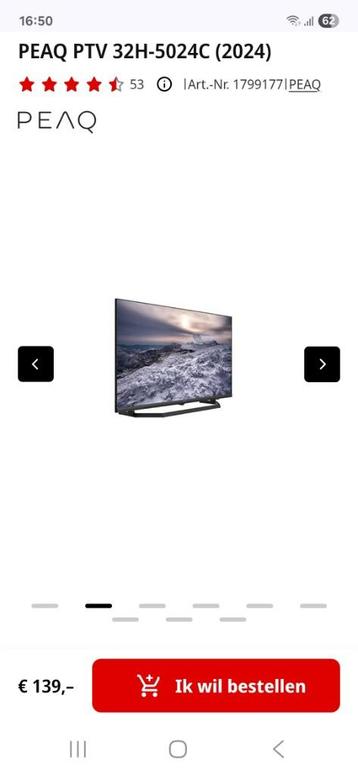 Tv PEAQ PTV 32H-5024C (2024) beschikbaar voor biedingen