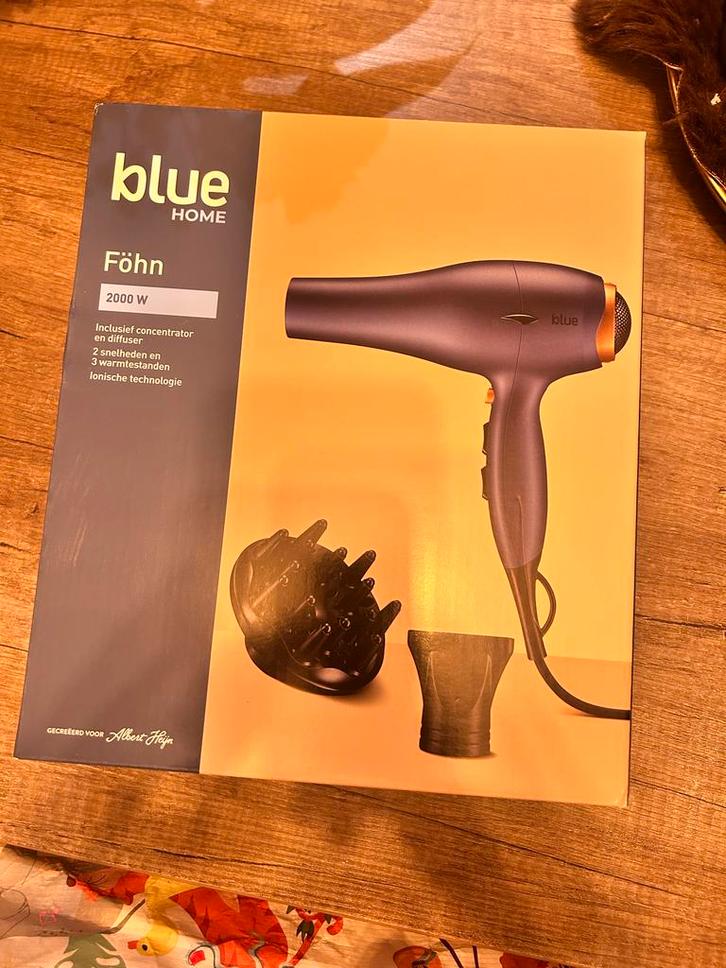 Nieuwe Föhn - Donkerblauw met accessoires!, Sieraden, Tassen en Uiterlijk, Uiterlijk | Haarverzorging, Nieuw, Ophalen of Verzenden