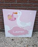 Ooievaar - Geboortebord - Roze - Meisje, Ophalen, Zo goed als nieuw, Geboortebord
