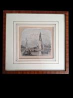 Staalgravure Montelbans toren en Oude Schans te Amsterdam, Ophalen of Verzenden