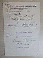 Antiek leenformulier, Prov. Bibliotheek van Friesland (1932), Tickets en Kaartjes, Theater | Overige, Antiek Bibliotheek formulier