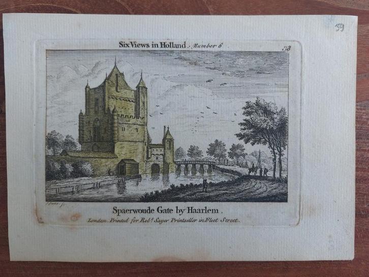 59 / Spaerwoude Gate by Haerlem - Spaerwouer poort Haarlem, Antiek en Kunst, Kunst | Etsen en Gravures, Ophalen of Verzenden