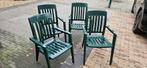 4 groene flair plaisir stoelen zie foto's, Ophalen, Gebruikt, Kunststof, Stapelbaar