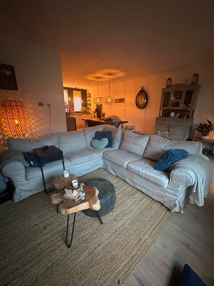 IKEA EKTORP hoekbank in licht beige/crème, Huis en Inrichting, Banken | Complete zithoeken, Zo goed als nieuw, Stof, Ophalen