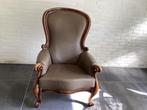 Barok fauteuil in leer, Ophalen of Verzenden, Zo goed als nieuw, Hout, 75 tot 100 cm