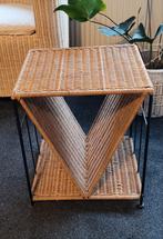 Rotan bijzettafel Carl Aubock, Minder dan 55 cm, Gebruikt, Metaal of Aluminium, Vierkant