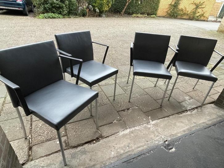 4 x Walter Knoll Jason (ontworpen door Eoos) stoelen, Huis en Inrichting, Stoelen, Zo goed als nieuw, Vier, Leer, Metaal, Overige kleuren