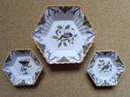 Set van 3 Tichelaar Makkum 6 hoekige wandbordjes met vogel, Ophalen of Verzenden