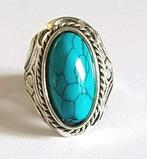 Zilverkleurige ring met Turquoise steen, Sieraden, Tassen en Uiterlijk, Ringen, Ophalen of Verzenden, Dame, Zo goed als nieuw