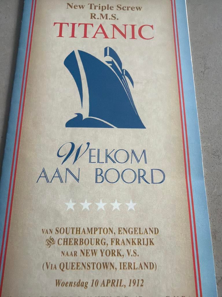 Titanic Prent - Welkom aan Boord, Gebruikt, Ophalen of Verzenden, Voor 1940, Prent