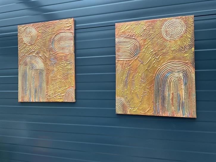 Nieuw! Handgeschilderde abstracte schilderijen. Samen 10€, Antiek en Kunst, Kunst | Schilderijen | Abstract, Ophalen of Verzenden