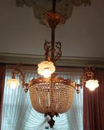 Antieke Kristallen Kroonluchter, Huis en Inrichting, Lampen | Kroonluchters, Ophalen, Gebruikt, Glas, Antiek