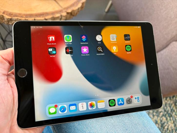 iPad mini 4 64GB met simkaart - Schermscheur, werkt prima, Computers en Software, Apple iPads, Gebruikt, Apple iPad Mini, Wi-Fi en Mobiel internet