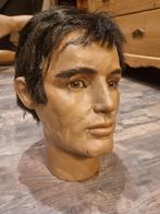 Display kop hoofd etalagepop helm veldmuts glazen ogen, Ophalen of Verzenden, Nederland, Helm of Baret