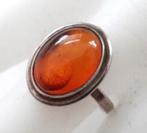 Prachtige zilveren ring met barnsteen 925 (8063), Sieraden, Tassen en Uiterlijk, Ringen, Ophalen, 19 tot 20, Zo goed als nieuw