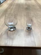 Cognac en whisky glas met zilveren voet, Verzamelen, Glas en Borrelglaasjes, Overige typen, Ophalen of Verzenden