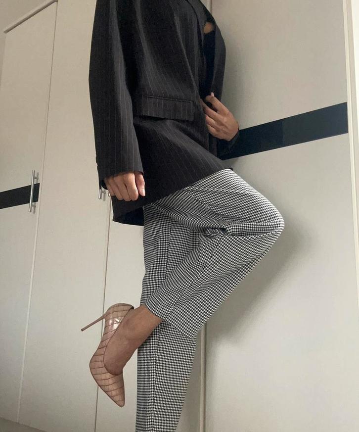 Pepita broek met patroon NIEUW, Kleding | Dames, Broeken en Pantalons, Nieuw, Maat 34 (XS) of kleiner, Zwart, Driekwart, Ophalen of Verzenden