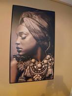 Schilderij Afrikaanse vrouw 118x70 cm, Ophalen, 125 cm of meer, Zo goed als nieuw, Schilderij