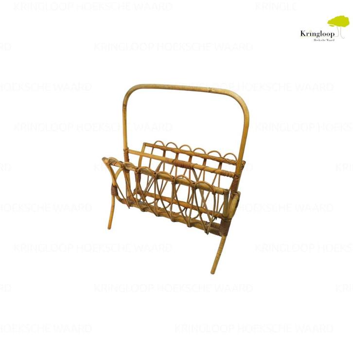 Vintage rotan lectuurbak, Huis en Inrichting, Woonaccessoires | Krantenbakken en Lectuurbakken, Gebruikt, Ophalen of Verzenden