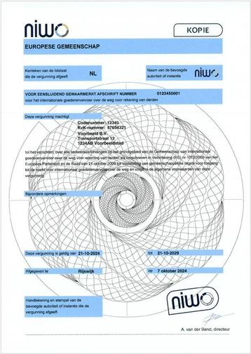 ✅✅ NIWO transport euro vergunning Limburg ✅✅ beschikbaar voor biedingen