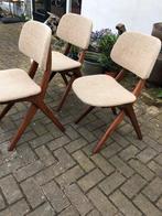 3 stoelen Teeffelen vintage teak hout retro jaren 50, Ophalen of Verzenden, Huis en Inrichting