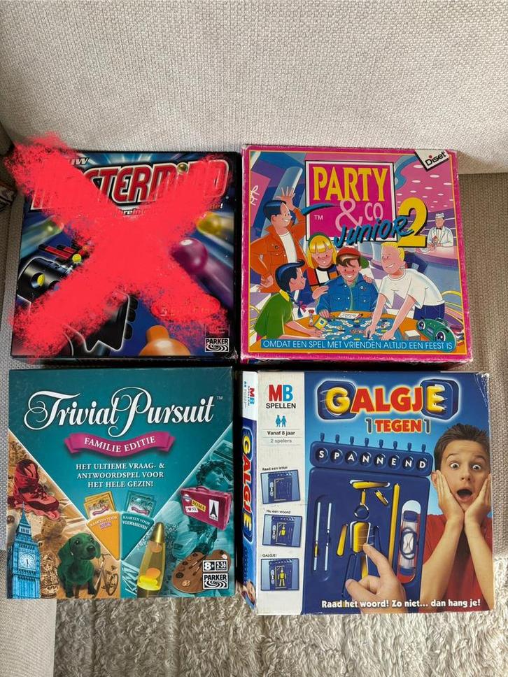 Gezelschapsspellen: Galgje, Party & Co, Trivial, Hobby en Vrije tijd, Gezelschapsspellen | Bordspellen, Gebruikt, Een of twee spelers