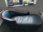 chaise longue zwart leer, Huis en Inrichting, Banken | Sofa's en Chaises Longues, Ophalen, Gebruikt, Eenpersoons, Hout