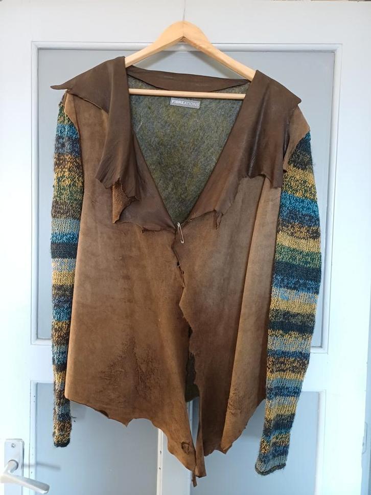 Handgemaakt vest van leer, suède en vilt, Kleding | Dames, Jasjes, Kostuums en Pakken, Zo goed als nieuw, Jasje, Maat 38/40 (M)