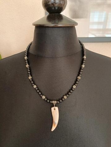 ketting zwart 50 cm parels 6mm stalen tussen kralen beschikbaar voor biedingen
