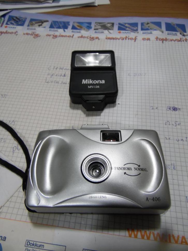 zgan analoog fototoestel flitser 28mm lens panorama verzamel, Audio, Tv en Foto, Fotocamera's Analoog, Zo goed als nieuw, Compact