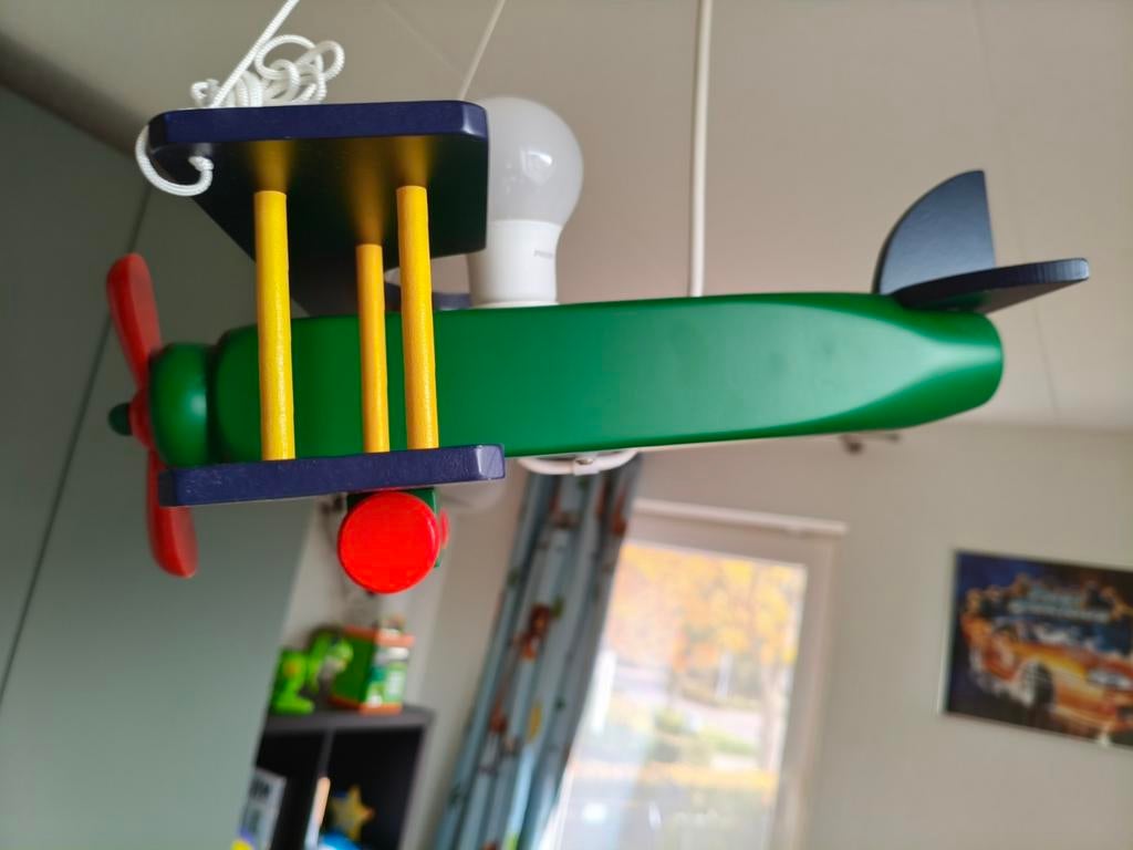 Houten Vliegtuig Lamp Kinderkamer, Ophalen, Kindvriendelijk, Zo goed als nieuw, Minder dan 50 cm