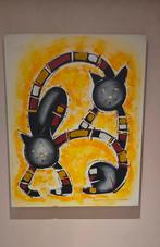 Abstract Schilderij van Katten, Antiek en Kunst, Kunst | Schilderijen | Klassiek, Ophalen