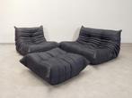 Ligne Roset Togo set -1-2 seater & ottoman-blue pinstripe, Driepersoons, Ophalen of Verzenden, Zo goed als nieuw, Rechte bank