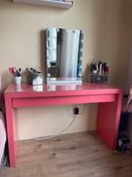 Malm toilettafel Roze / Bureau / kaptafel / Makeup tafel, Huis en Inrichting, Tafels | Kaptafels, Ophalen, 100 tot 150 cm, Zo goed als nieuw