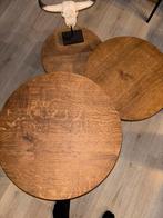 Salontafel Set - Hardhout & Metalen Poten, Ophalen, Gebruikt, Rond, 50 tot 100 cm