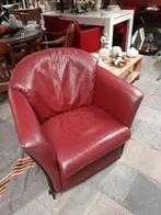 Touche fauteuil donkerrood leer., Ophalen, Gebruikt, Leer