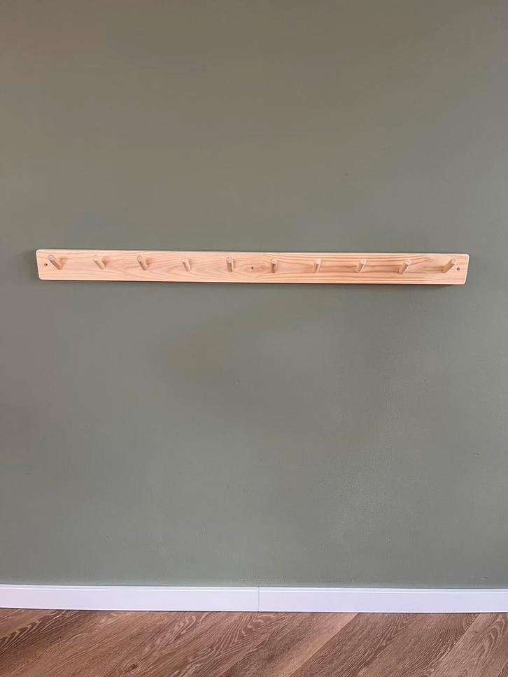 10 haaks handgemaakte grenen (kinder)kapstok 100 cm, Huis en Inrichting, Woonaccessoires | Kapstokken, Nieuw, Wandkapstok, Minder dan 100 cm