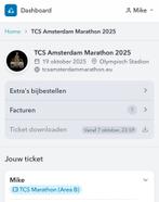 TCS Amsterdam Marathon startbewijs, Tickets en Kaartjes, Eén persoon