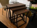 Bijzettafel set 3 delig mangohout 63x36 52x32 27x42 nestbaar, Ophalen, Minder dan 55 cm, Rond, Zo goed als nieuw